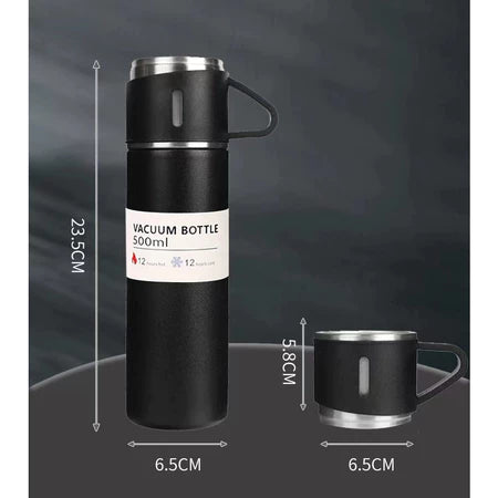 Christmas Gift 3pcs Outdoor Travel Coffee Tea Thermos Vacuum Flask Stainless Steel Water Bottle Gift Set with 2 Cup