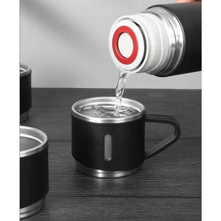 Stainless Steel 500ml Water Bottle With Cup Hot & Cool ( Random Colors Will Be Sent )