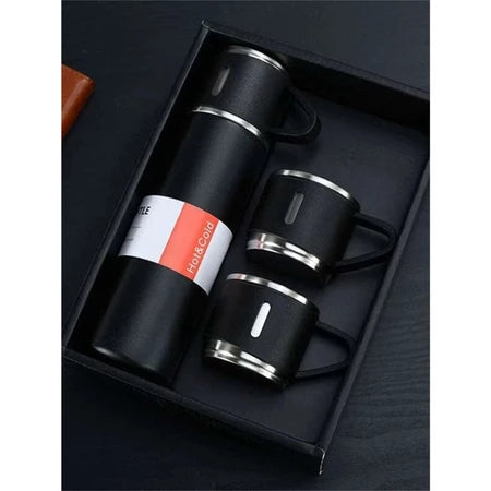 Christmas Gift 3pcs Outdoor Travel Coffee Tea Thermos Vacuum Flask Stainless Steel Water Bottle Gift Set with 2 Cup